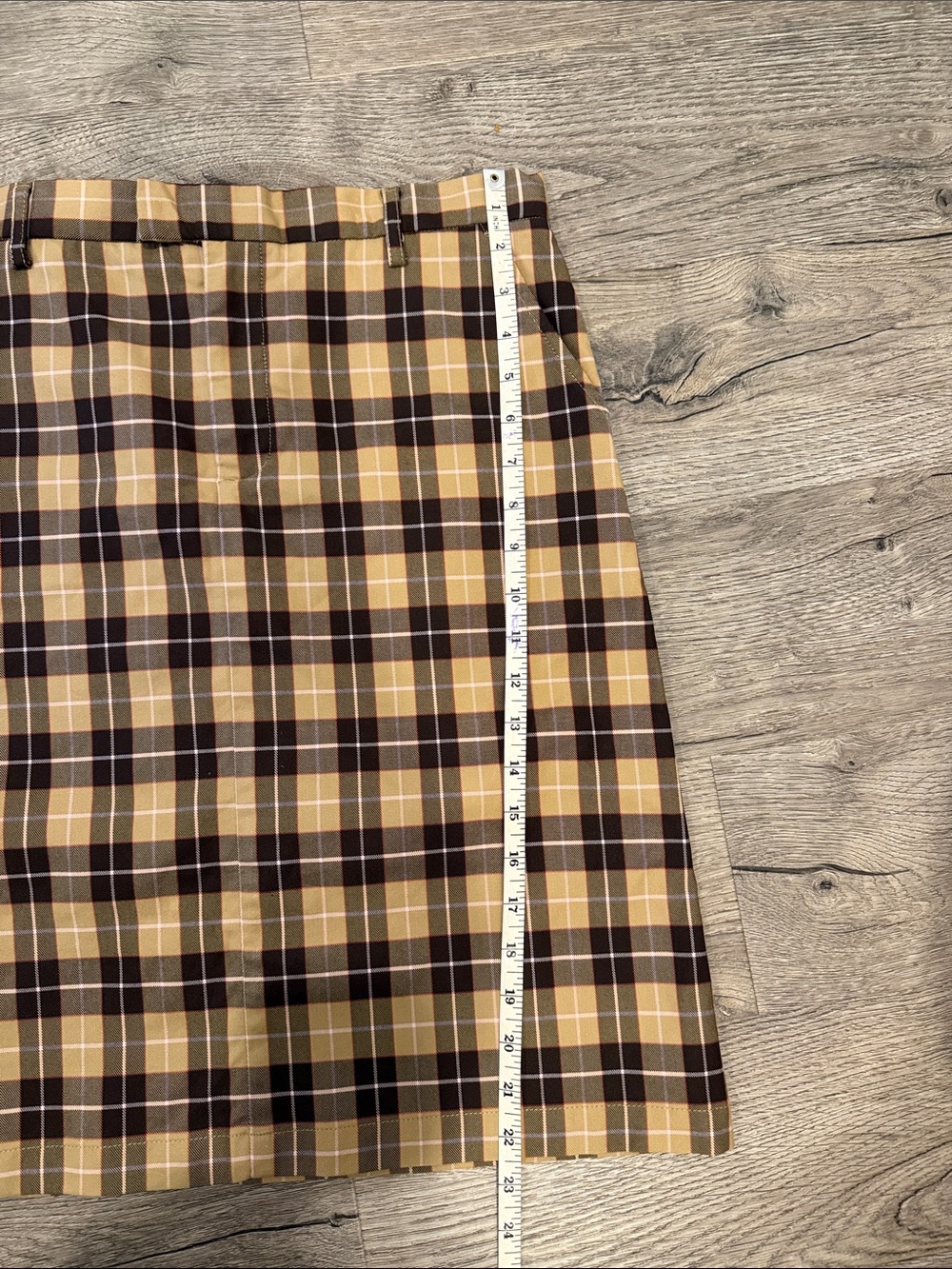 Club Monaco Tan and Black Plaid Midi Skirt with Light Pink Accents - Picture 6 of 6